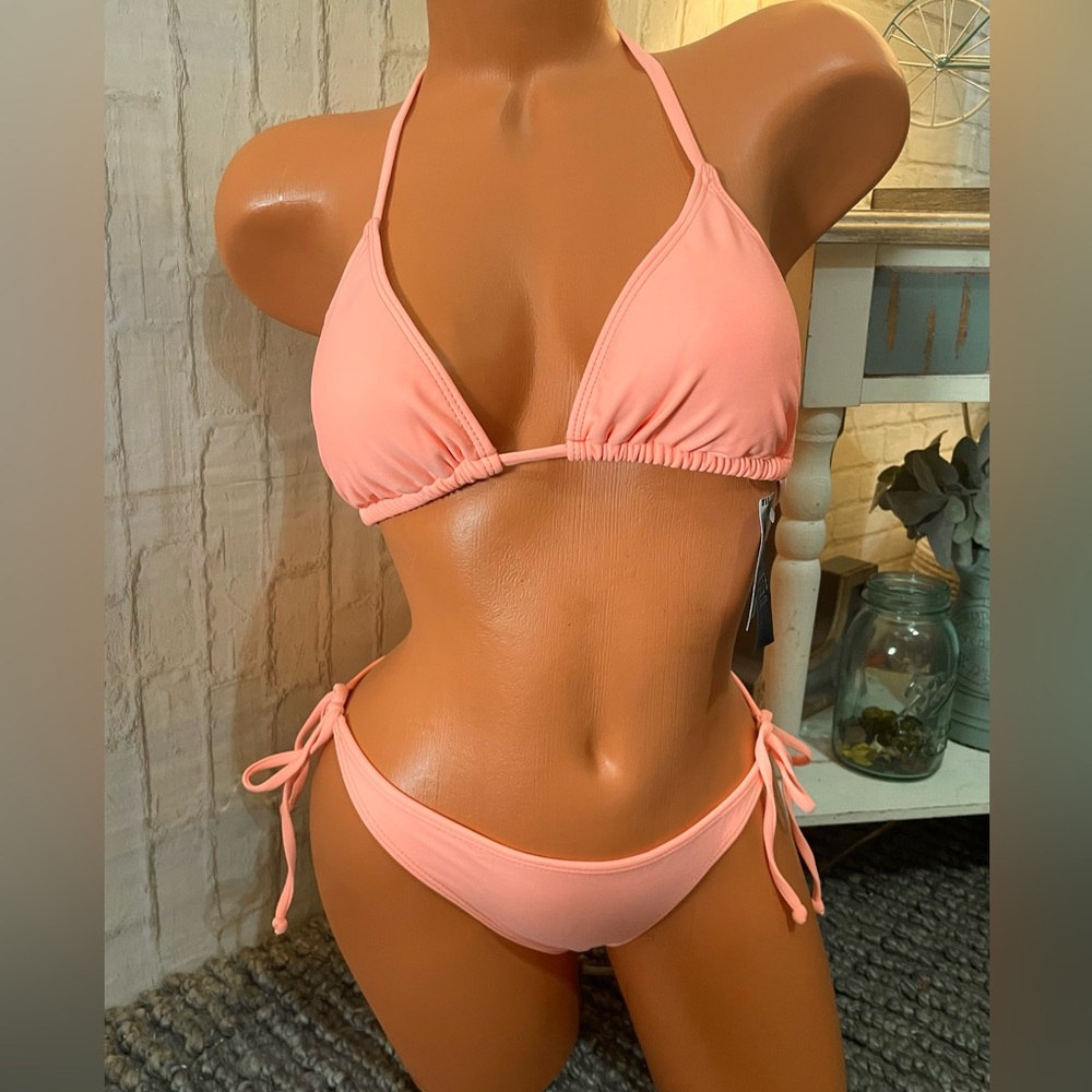 Full Tilt Neon Orange 2pc Bikini Top(L) Bottom (M) NWT!